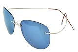 Eyekepper Rimless Titanium Frame Polarized Sunglasses Gold/Blue Mirror