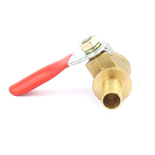uxcell Brass Water Fuel Line Shutoff Ball Valve 1/4 Inch Hose Barb 3pcs Red