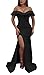 Women Formal Ruffle Off The Shoulder Bodycon Side Split Mermaid Evening Party Dress