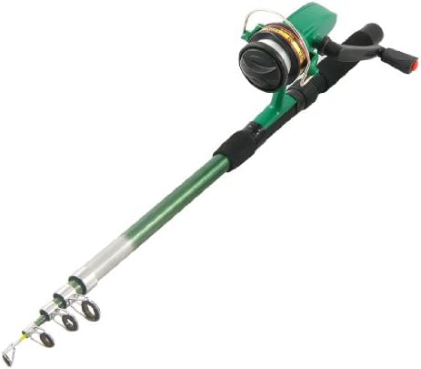 Green Black Fishing Rod with 5.1:1 Fishing Spinning Reel Gear