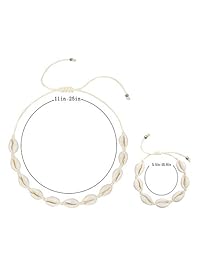 TKUAMIGO Shell Choker Necklace for Women Adjustable Natural Seashell Bracelet Handmade Cowrie Shell Clavicle Necklace Beach Boho Jewelry Set