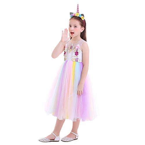 image for IMEKIS Toddler Baby Girl's Party Birthday Princess Unicorn Rainbow Dre