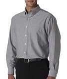 UltraClub® Men's Classic Wrinkle-Free Long-Sleeve Oxford - Charcoal (60/40) - M
