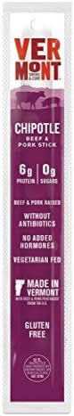 Vermont Smoke & Cure Pork & Beef Jerky Sticks, Antibiotic Free, Gluten Free, No Added Hormones, Low Calorie Snack, Paleo & Keto Friendly, Chipotle, 1oz Stick