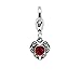 Sexy Sparkles Clip-On Charm for Bracelets and Accessories – July Birthstone Heart with Red Rhinestone, Lobster Clasp Pendant, Zinc Alloy
