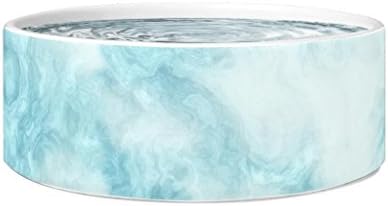 Awesome eMERCHency Stone Dog Bowl 7.5" x 3.5" White Ceramic Pet Marble Bowl for Food or Water Designed and Printed in USA