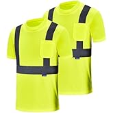AK A-KSAFETY High Vis Reflective Work Shirt Breathable Short Sleeve Safety