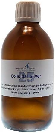 argentum plus - Colloidal Silver 25 ppm - 300 ml - in Amber Glass Bottle with 15 ml Dosage Cup, 300 ml (Pack of 1)