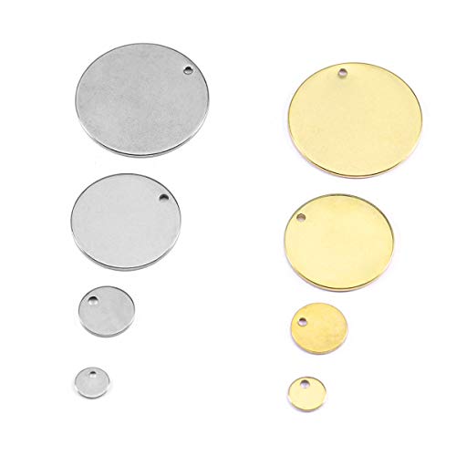 Gemful 10 Pcs Round Stainless Steel Stamping Blank Tag Pendants Gold Charms for DIY Jewelry Making Supplies Metal Engraving Dogs Tags 25mm (Gold)