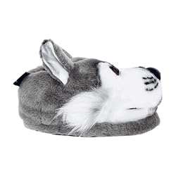 Happy Feet Slippers Gray Wolf Animal Slippers for