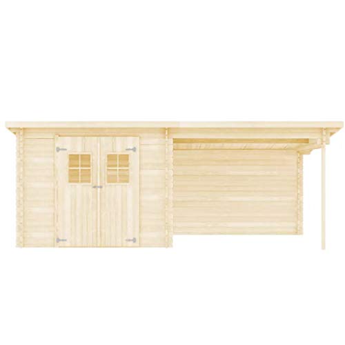 vidaXL Bois Massif Cabanon de Jardin en Rondins 6,3x3 m Abri de Jardin Hangar