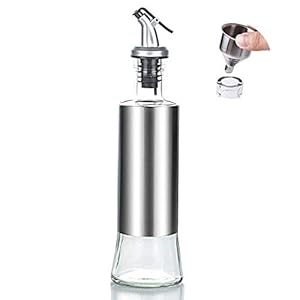 Olie dispenser, olijfolie en azijn dispenser fles set, helder glas olie fles schenker met roestvrij staal, olie…