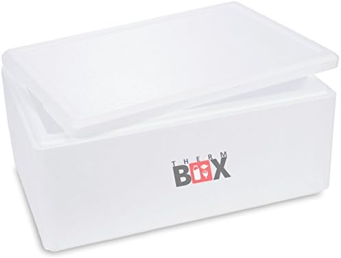 Therm Box Styrofoam Box with - Thermobox for Food & Drinks - Styrofoam Cooler & Warmer (59,5x39,5x26,5cm - 36,74L Volume) Reusable