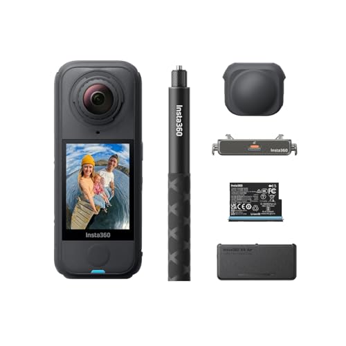 Insta360 X4 Air Essentials-Bundle – 165 g leichte 8K 360°-Kamera, Unsichtbarer Selfie-Stick, Wechsel-Linsen, Aufnehmen & dann ausrichten, integr. Wind
