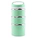 OSPARD Stackable Bento Box Leakproof Lunch Box for Kids School and Adult 43 Ounces (Green, 3 layer)