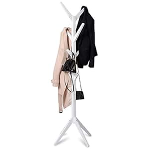 WOLTU Perchero Madera de Pie Tipo de Árbol para Colgar Ropa con 8
