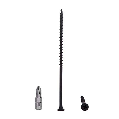 (200 Stück) Schwarze Phosphat-Kohlenstoffstahl 4,8 x 120 mm Holzschrauben, Philips-Stiftkopf, Spanplattenbefestigungen…