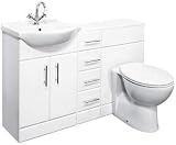 VeeBath Linx 1350 Vanity Unit Set, Soft Close Toilet, 4 Drawer Storage view 1