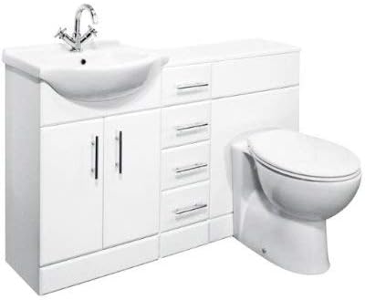 VeeBath Linx 1350 Vanity Unit Set, Soft Close Toilet, 4 Drawer Storage