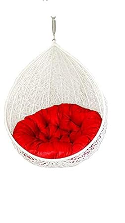 Hindoro Beautiful Hanging White Colour Swing with Red Cushion