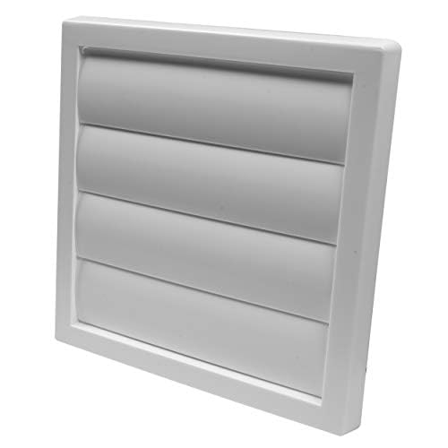 Vent Systems Ø6" Inch White Plastic Exterior Vent Cover – Heavy-Duty Louvered Grille with Mesh Screen, Airflow Shutter – for Dryer Vents, Garage, Outdoor Walls – Weatherproof HVAC Exhaust Hood
