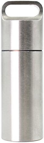PPFISH Stainless Steel Pill Holder, Keychain Pill Case, Waterproof Pill Container, Daily Pill Fob Organizer for Outdoor Travel Camping (Small)