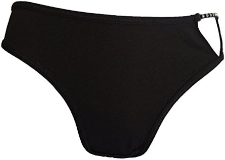 ea Lingerie Best Seller Panty with Crystals Low Rise Designer Fashion (L, BLACK)