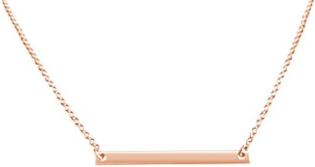 Rosa Vila Thin Minimalist Bar Necklace Simple Horizontal Silver Bar Gold Bar and Rose Gold Bar Necklaces for Women (Rose Gold Tone)