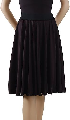 Trienawear Women's 22 Inch Full Circle Dance Skirt TR720L with Elastic Waist Black L