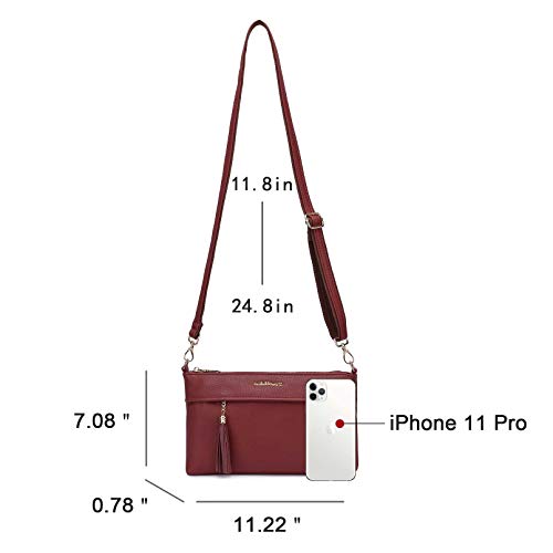 Small Crossbody Purses for Women Vegan Leather Lightweight Crossbody Purse Stylish Shoulder Bags with Wallet (Red)