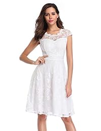 Chunna vestido de fiesta de cóctel elegante con mangas y encaje floral vintage para mujer