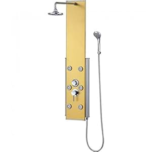 Thermostatic Gold Finish Shower Massage Panel Body Jets ...
