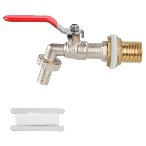 Drado 1/2'' Pouce Robinet à sphére Avec raccord de tuyau de qualité, Robinet de récupération d'eau sphérique extérieur, d'eau en Laiton, pour seau de pluie, réservoir, réservoir, seau de pluie