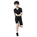 LANBAOSI Boys Athletic Shirts Youth Compression Shorts Set Workout Kids Teen Summer Clothes