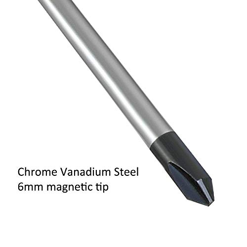 Autoly 3 Pcs 8 inch Long Shaft 6mm Magnetic Tip Nonslip Handle Phillips Screwdriver