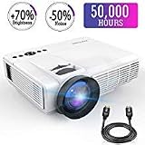 Mini Projector,2018 Upgraded LED Video Projector +70% Brighter,176" Display Portable Home Theater Projector Support 1080P Compatible with HDMI VGA AV USB TF Xbox Amazon Fire TV Stick