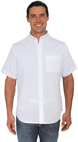 The Best Shirt Ever - Stainproof, Waterproof, Sweat-wicking Men's Button Down Short Sleeve (Medium, White)
