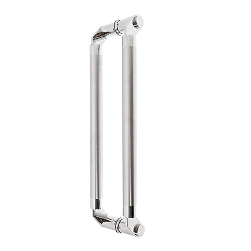 Puxador duplo tubular modelado de aço inox - 60 cm porta de vidro temperado, alumínio ou madeira