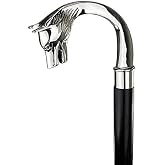 Riylox Handmade Wolf Head Brass Handle Walking Stick Design Vintage Victorian Walking Stick Walking Cane for Men &amp; Women - Foldable, Walking Sticks for Seniors &amp; Adults Silver &amp; Black