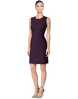 Womens Suede Panels Sleeveless Wear To Work Dress