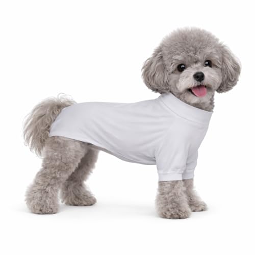 LoveLongLong Spring Summer Cooling Dog T-Shirt with UV Protection and Moisture-Wicking Fabric Blank Color White M