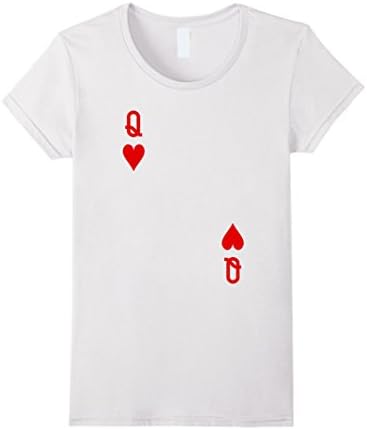 Womens Queen of Hearts Playing Card Tshirt Medium White