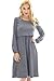 Bearsland Women's Maternity Long Sleeve Soft Nursing Breastfeeding Dresses Pockets