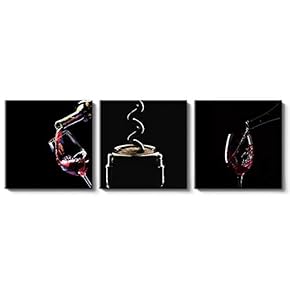 3 Piece Canvas Wall Art for Living Room Bedroom Home Artwork Paintings Red Wine Ready to Hang - 12"x12"x3 Panels
