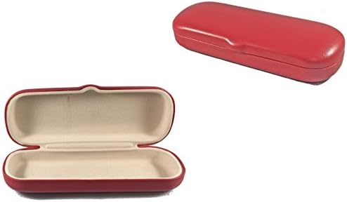 Red Hard Clamshell Small Case for Small Frame, Glasses Case, Hard Shell Protects & Stores Sunglasses, Reading Eyeglasses and All Eyewear, Suitable for Men, Women & Kids, by Visualeyewear