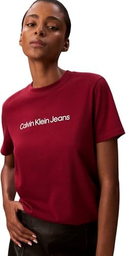 T-shirt de manga curta feminina com logótipo Classic Regular Fit, Vermelho (Magenta Jewel), L