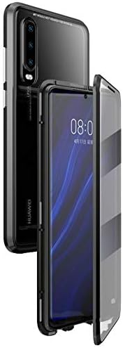ZAKON for Huawei P30 Case 360° Full Body Cover,[Front and Back of Clear Protective Touchable Strong HD Tempered Glass] with Built-in Screen Protector Magnetic Adsorption Metal Protection Black