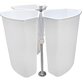 Kitchen Inventions Rotating Corner Base Cabinet Recycling Trash Center with Three Bins 3 x 32 qts Capacity Chrome/White