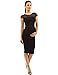 PattyBoutik Mama Crewneck Crochet Lace Inset Ruched Sheath Dress (Black L)