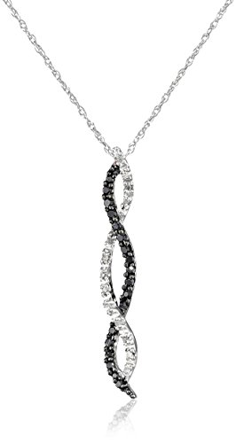 14k White Gold Diamond Twist Pendant Necklace (1/6 cttw) 18"